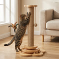 Wooden Cat Scratching Post Featuring Hanging Balls And Interactive Track | Rosalyssa