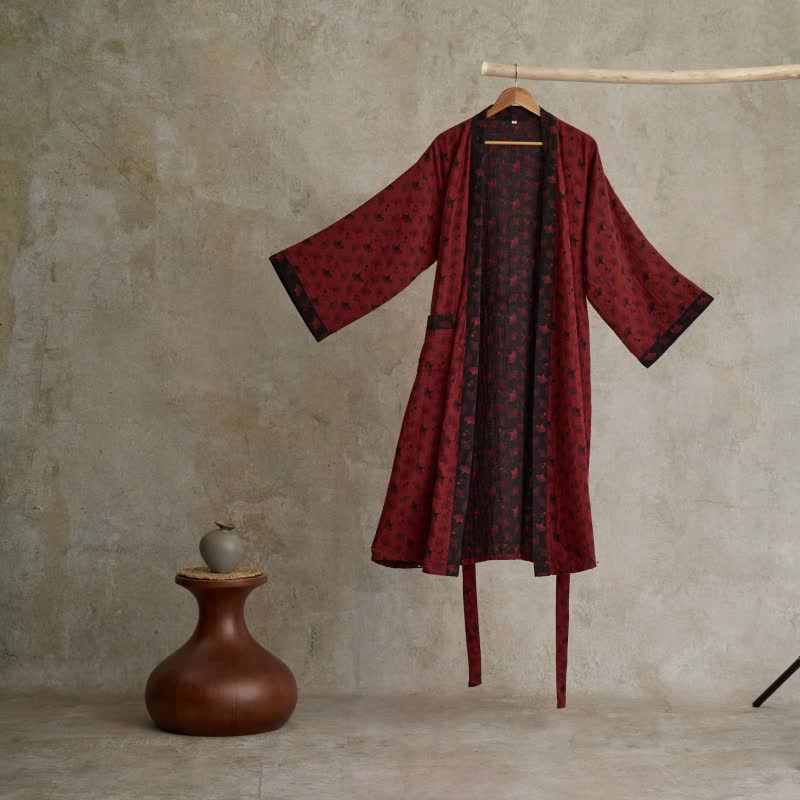 AeroLuma Reversible Kimono Bathrobe In Organic Cotton For Breathable Comfort