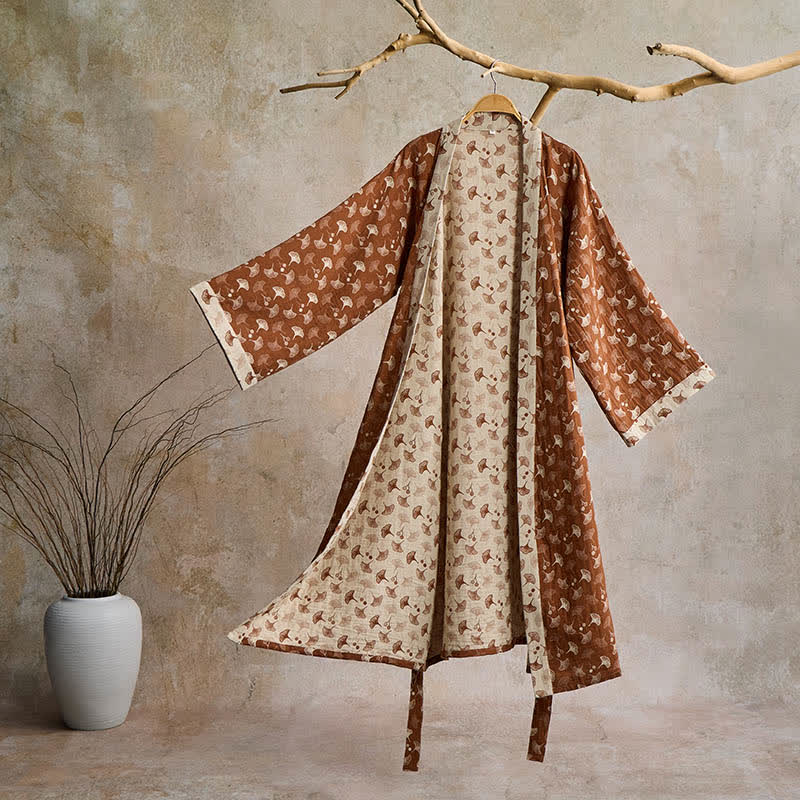 AeroLuma Reversible Kimono Bathrobe In Organic Cotton For Breathable Comfort
