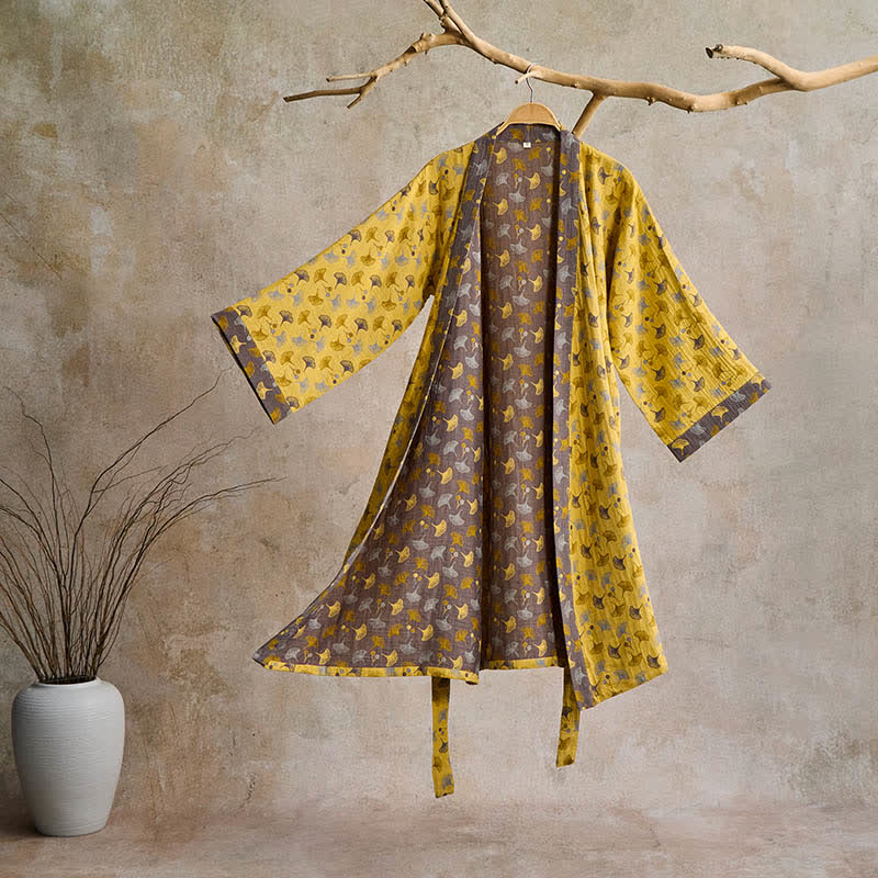 AeroLuma Reversible Kimono Bathrobe In Organic Cotton For Breathable Comfort