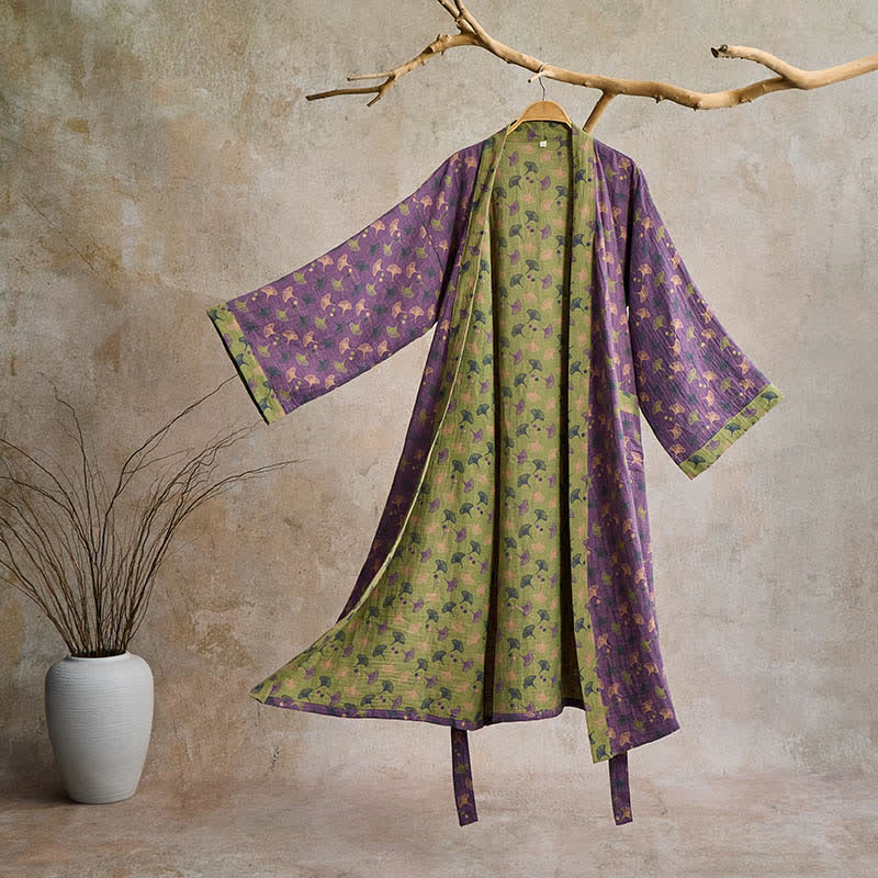 AeroLuma Reversible Kimono Bathrobe In Organic Cotton For Breathable Comfort
