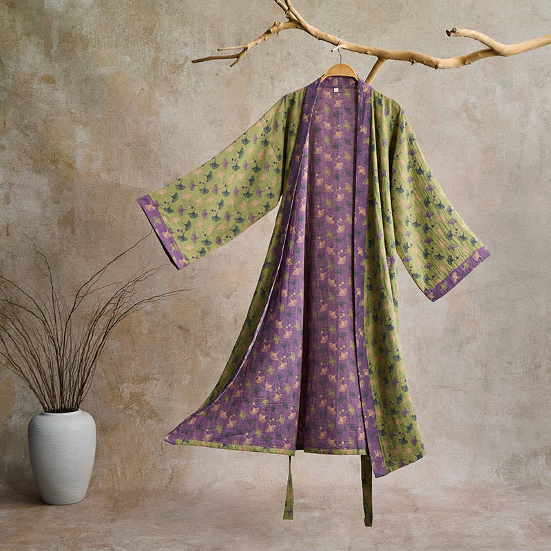 AeroLuma Reversible Kimono Bathrobe In Organic Cotton For Breathable Comfort