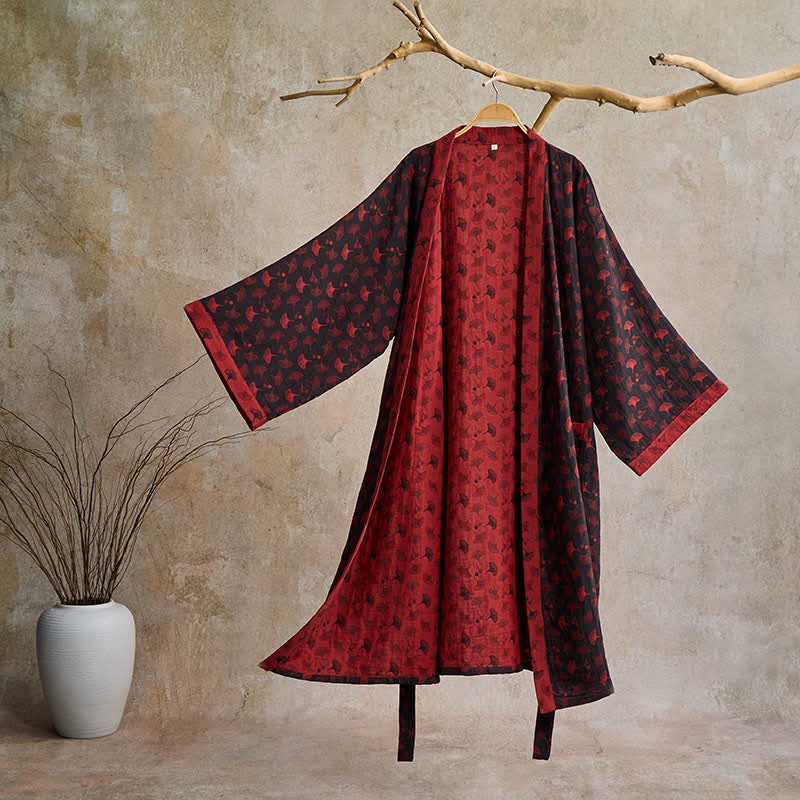 AeroLuma Reversible Kimono Bathrobe In Organic Cotton For Breathable Comfort