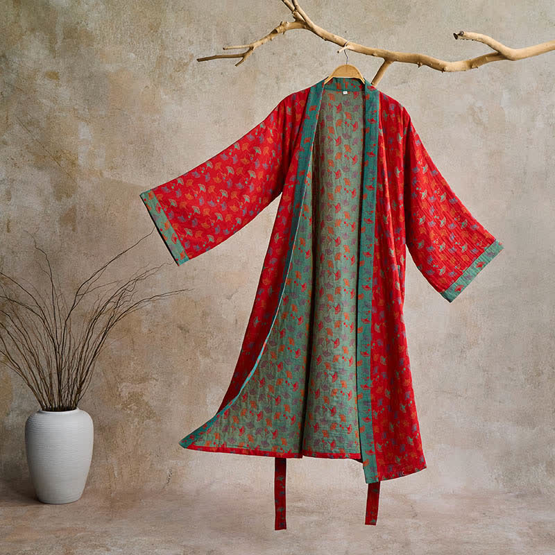 AeroLuma Reversible Kimono Bathrobe In Organic Cotton For Breathable Comfort