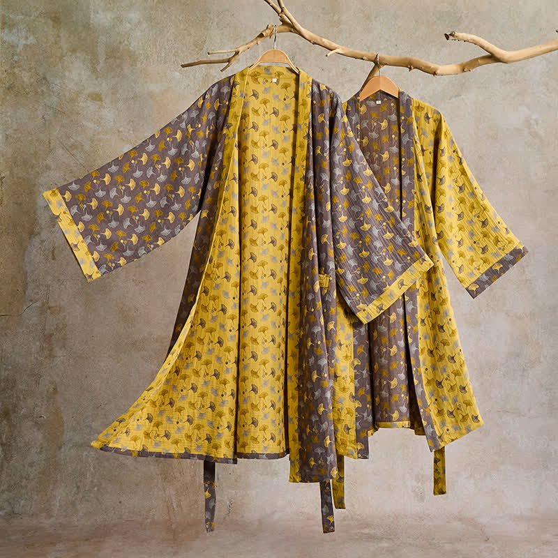 AeroLuma Reversible Kimono Bathrobe In Organic Cotton For Breathable Comfort