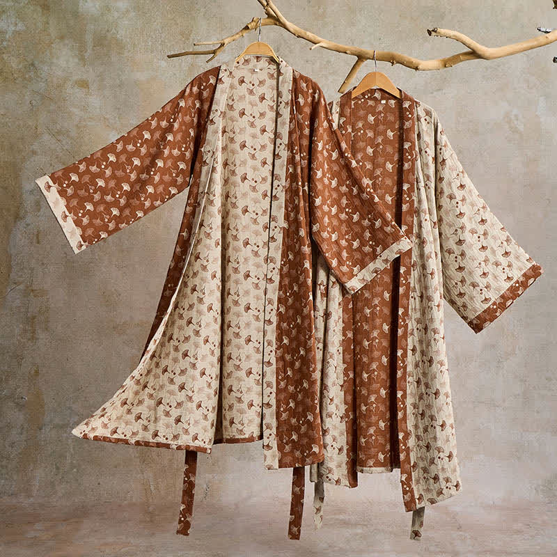 AeroLuma Reversible Kimono Bathrobe In Organic Cotton For Breathable Comfort