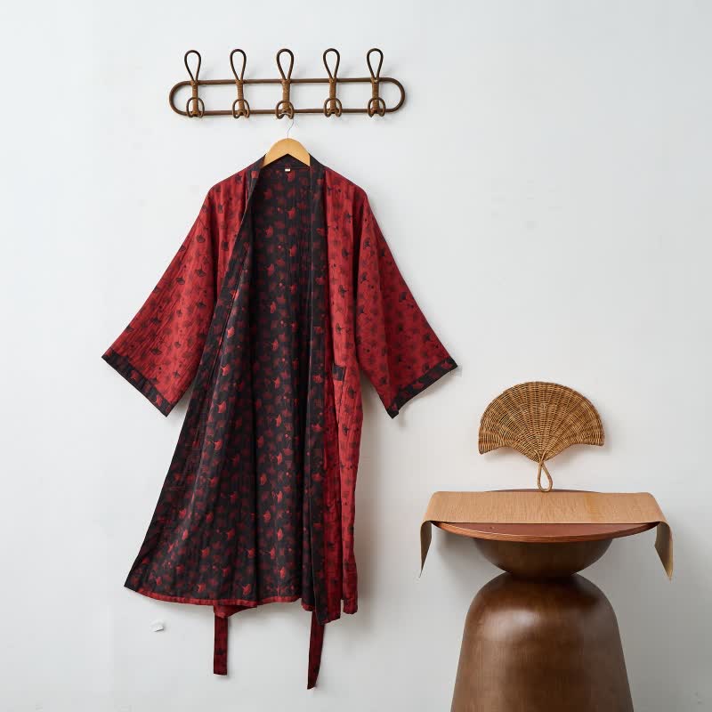 AeroLuma Reversible Kimono Bathrobe In Organic Cotton For Breathable Comfort