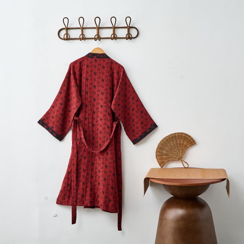 AeroLuma Reversible Kimono Bathrobe In Organic Cotton For Breathable Comfort