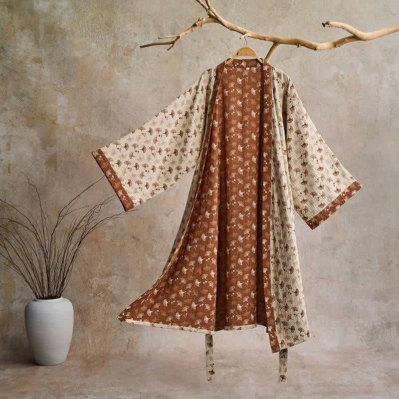 AeroLuma Reversible Kimono Bathrobe In Organic Cotton For Breathable Comfort