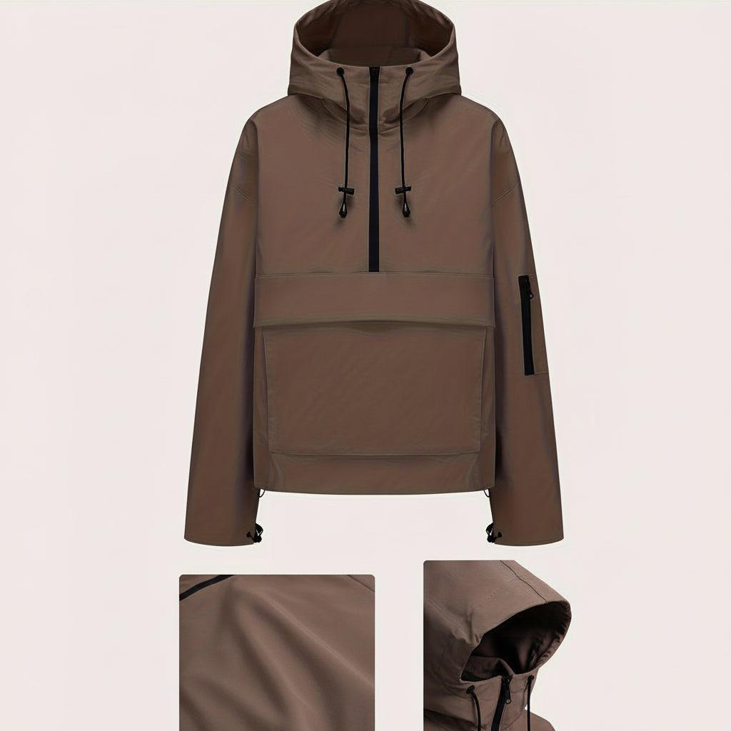 Casual Hooded Jacket With Zippered Pocket For Everyday Wear