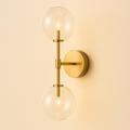 Aeris Elegant Dual Glass Wall Sconce Light With Brass Structure