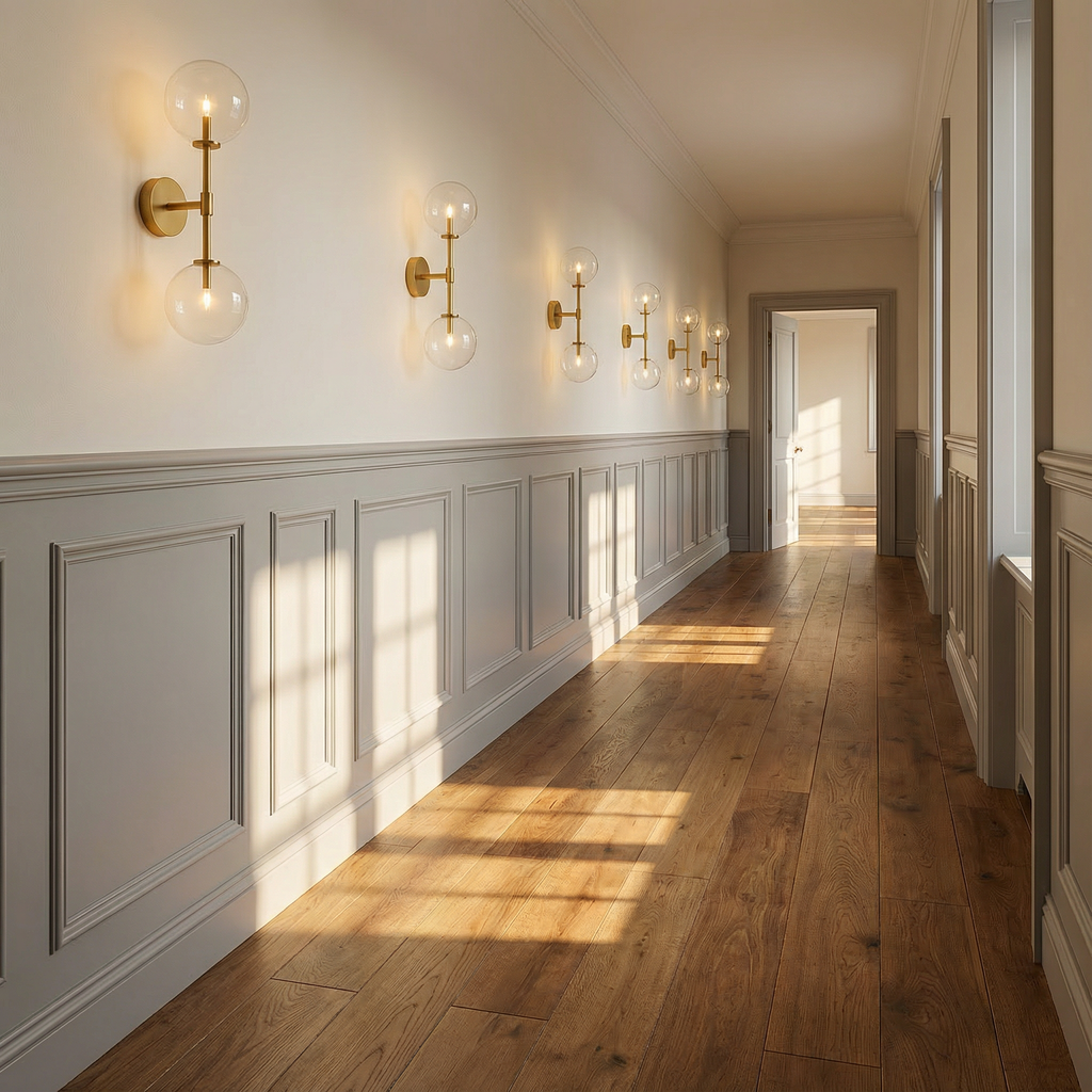 Aeris Elegant Dual Glass Wall Sconce Light With Brass Structure