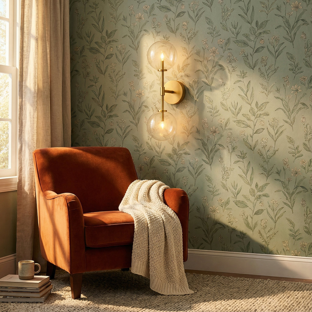 Aeris Elegant Dual Glass Wall Sconce Light With Brass Structure