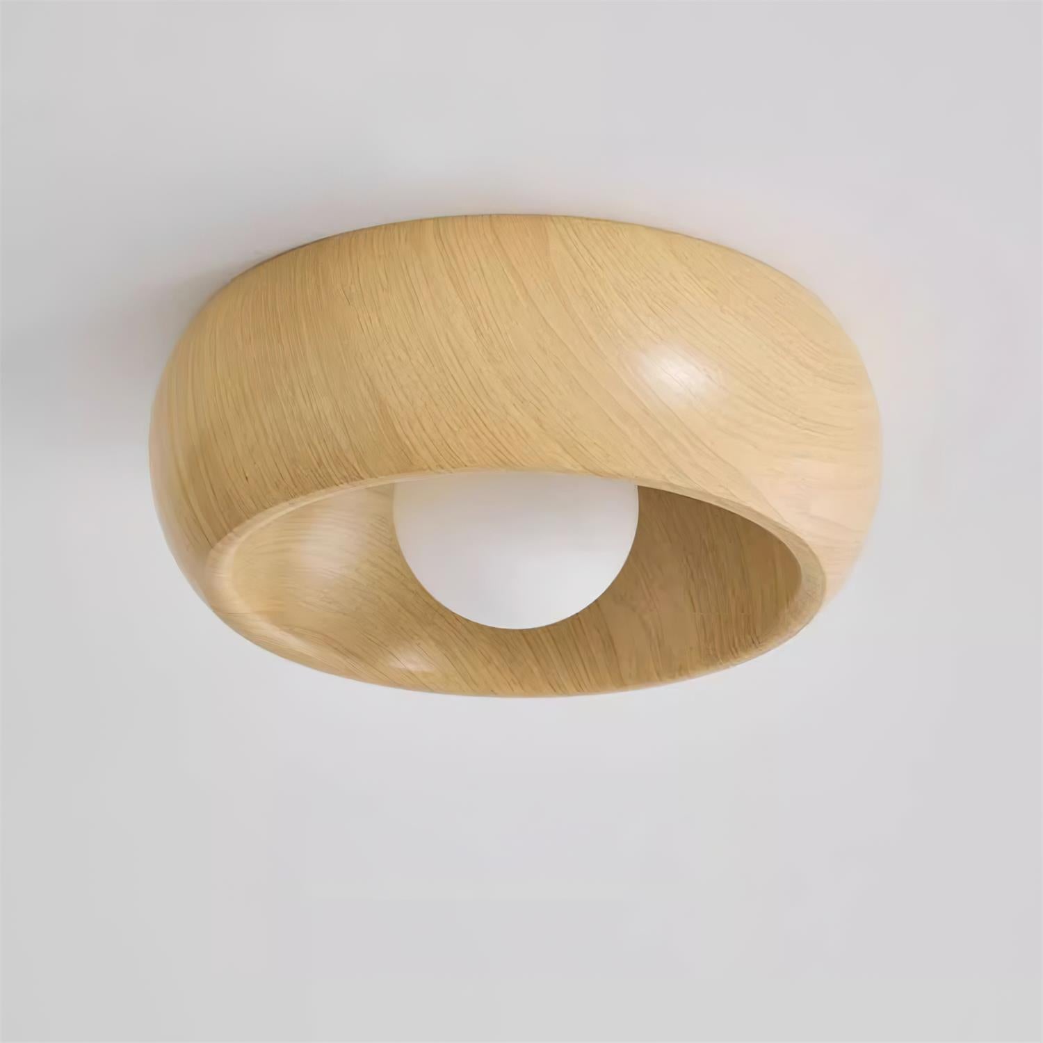 Luminária de Teto em Madeira Albanora com Acessório LED Moderno