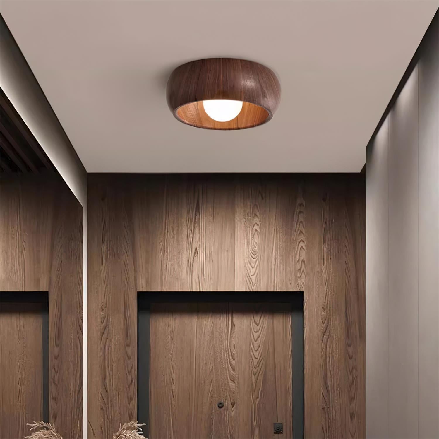 Luminária de Teto em Madeira Albanora com Acessório LED Moderno