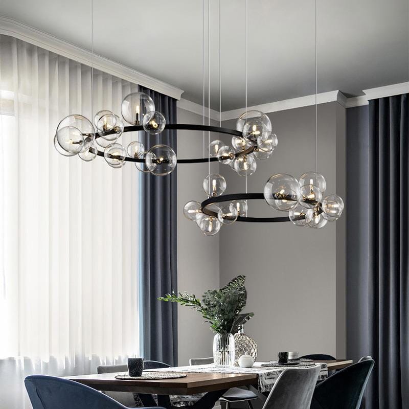 Elara bobleglass lysekrone aluminiumramme håndlaget glass 90-260V LED-pærer inkludert