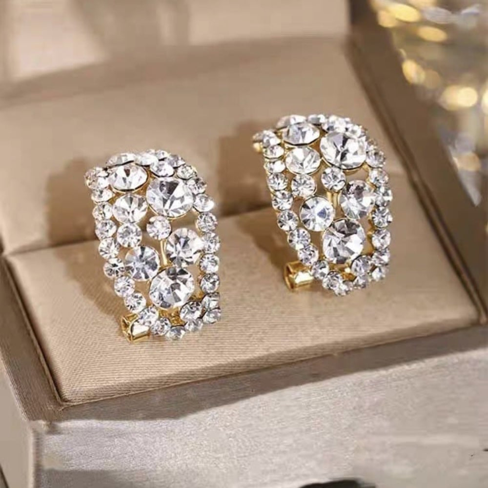 Hoop Earrings In Sterling Silver With Diamond Look For Mothers Day