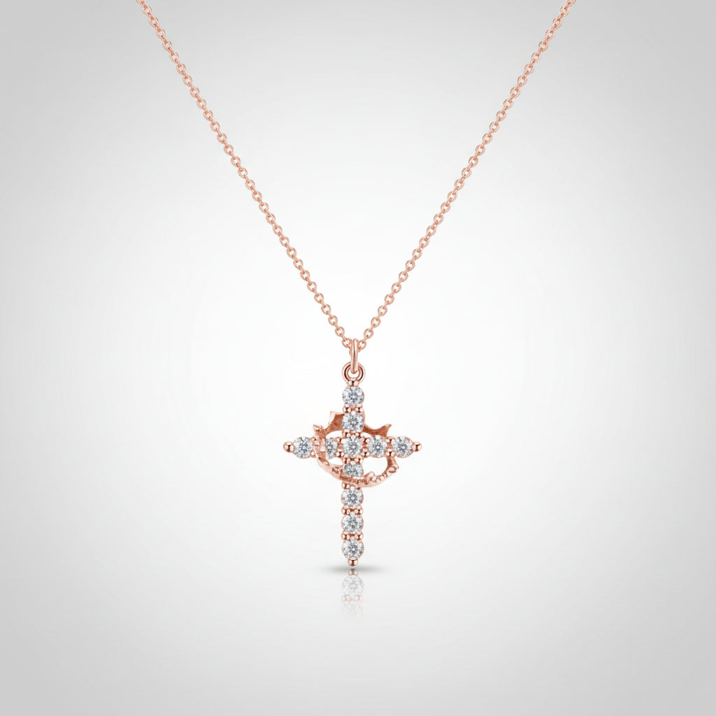Crown Cross Pendant Necklace In Gold Or Silver Faith Jewelry