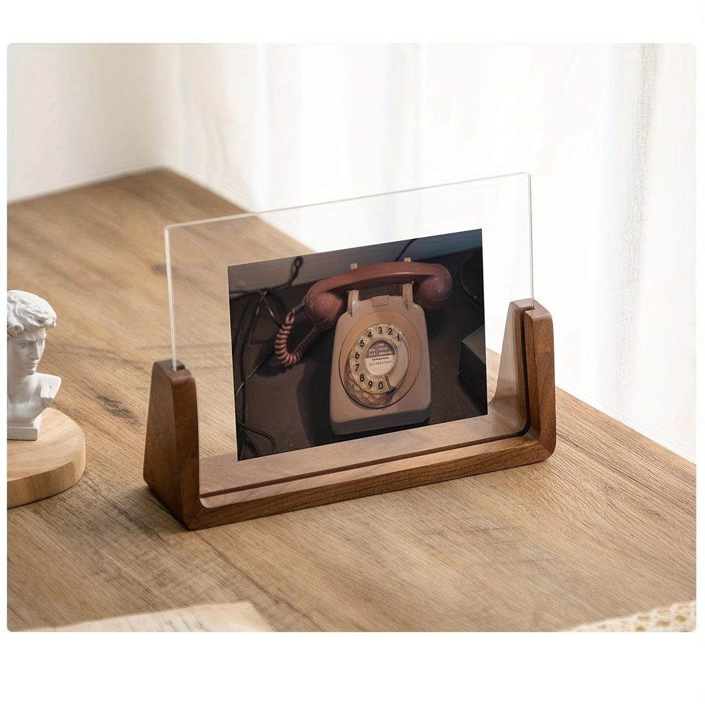 Moldura de Fotos em Acrílico e Madeira em Forma de U para Exposição Minimalista