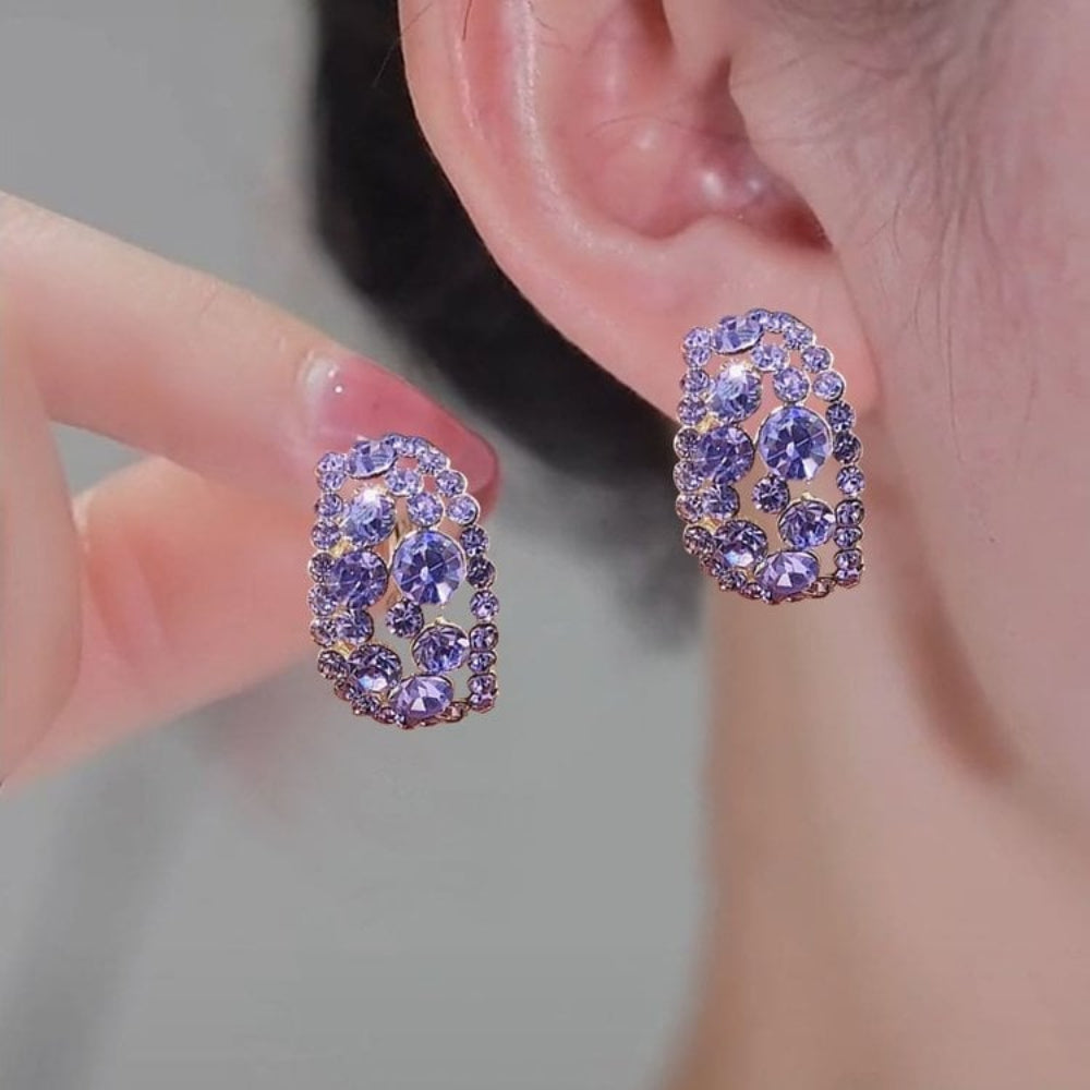 Hoop Earrings In Sterling Silver With Diamond Look For Mothers Day