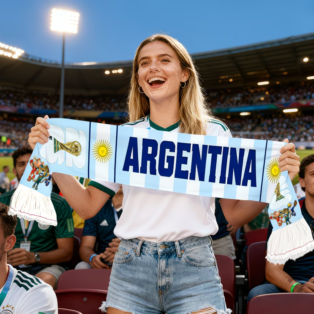 Argentina-flaggets fotballskjerf for verdensmesterskapsfans over hele verden