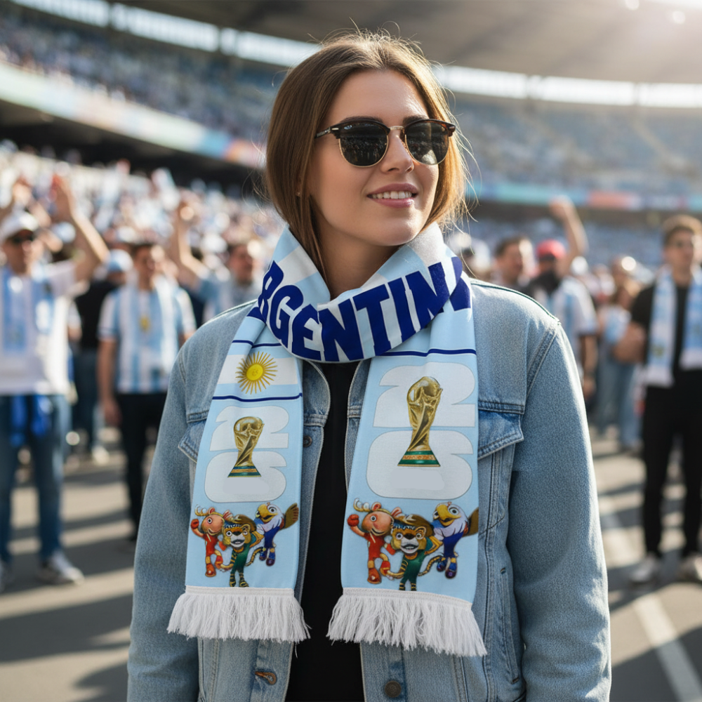 Argentina-flaggets fotballskjerf for verdensmesterskapsfans over hele verden