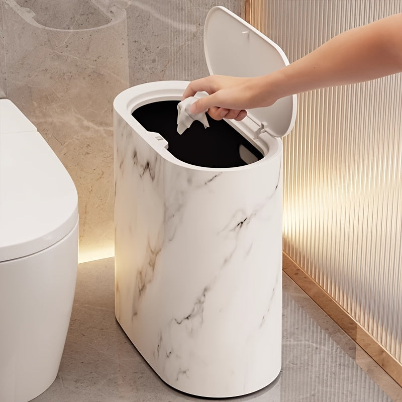 Afvalbak met marmeren afwerking voor keuken of badkamer met deksel