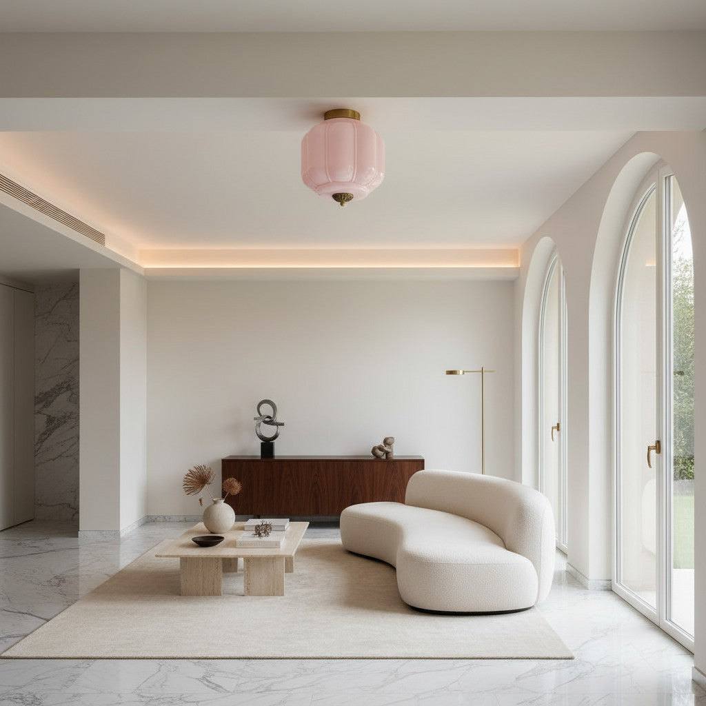 Stropní svítidlo Milk Glass s skleněným stínidlem, moderní přisazené, skandinávský styl