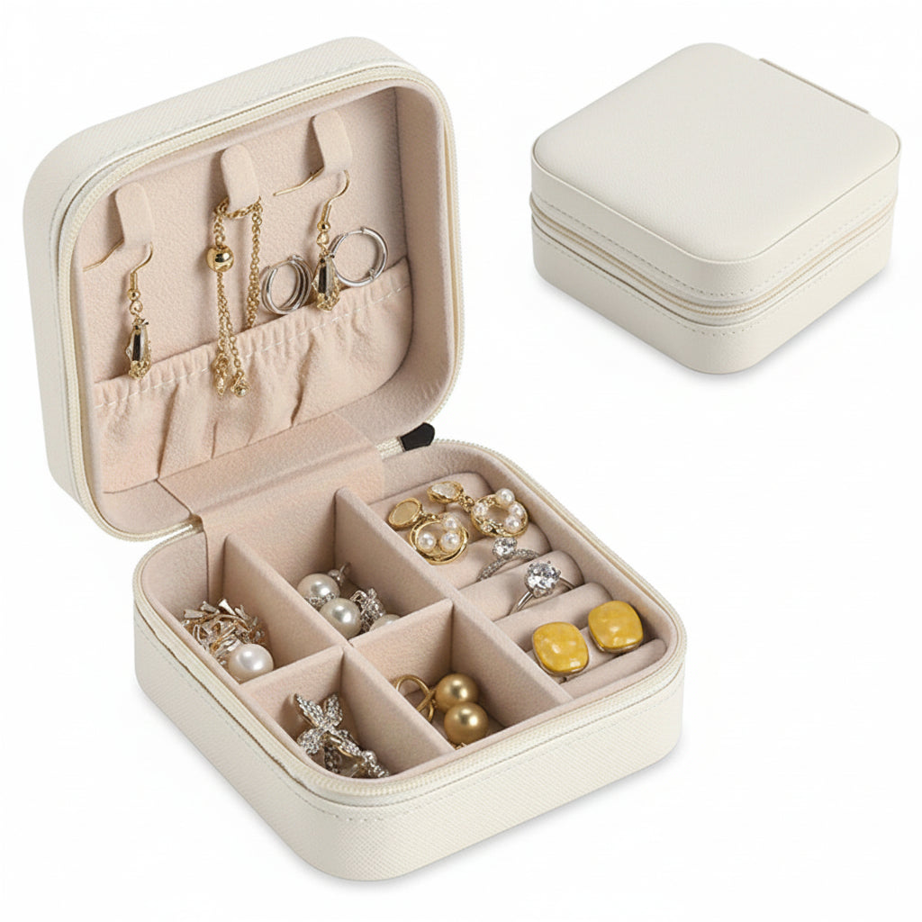 Travel Jewelry Box Organizer Case With Zipper For On The Go Storage