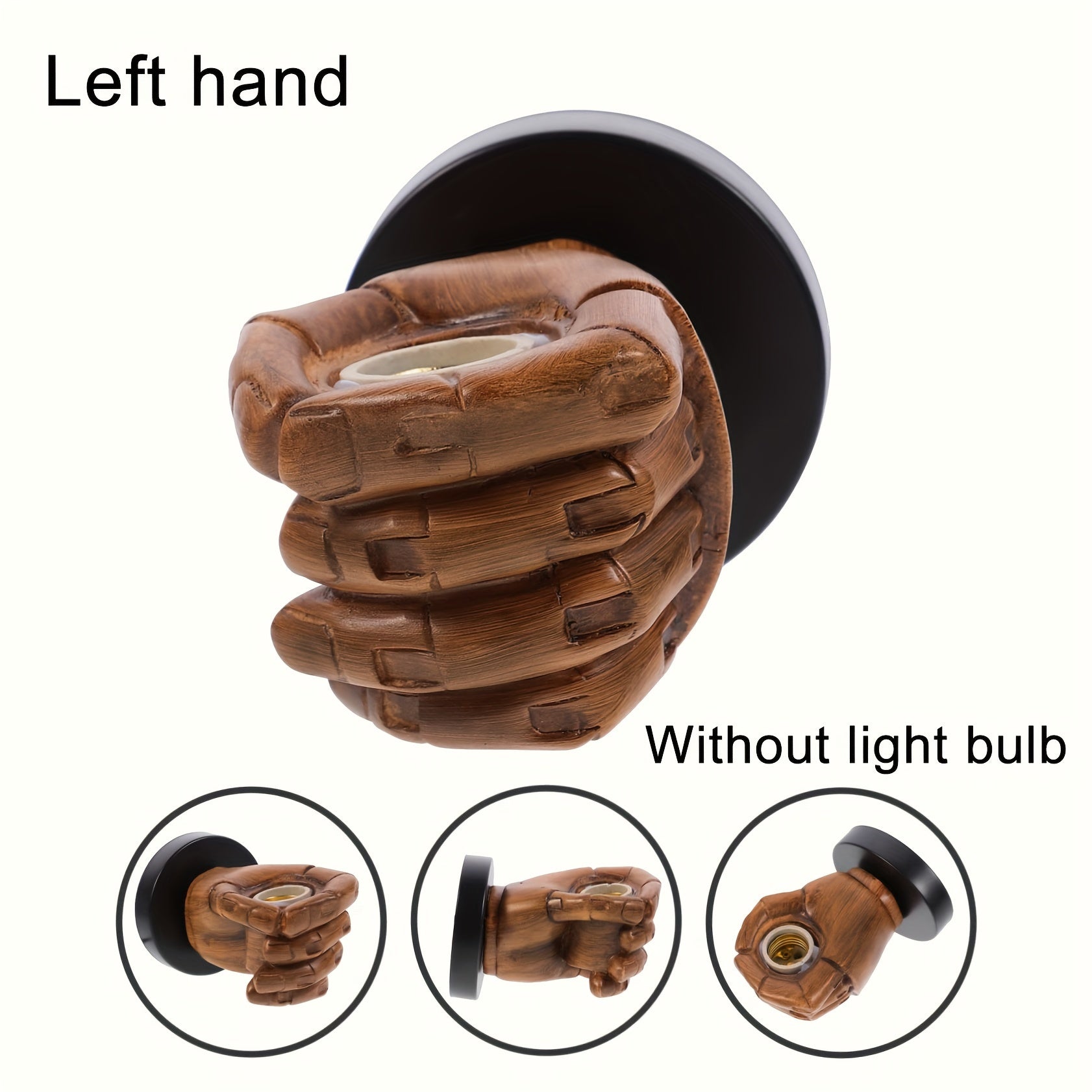 Lampada da parete a forma di mano in resina con base E26, stile industriale