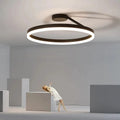 Plafonnier LED dimmable en anneau Métal et acrylique 50 cm Noir Blanc