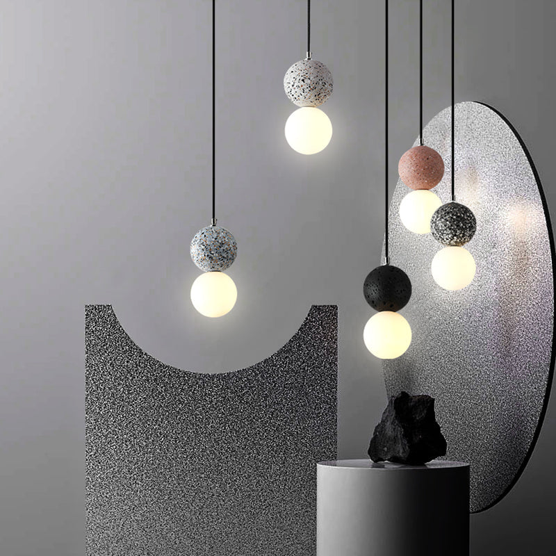 NovaLux LED Pendant Lights Small Glass Lamps For Dining Tables Black And White
