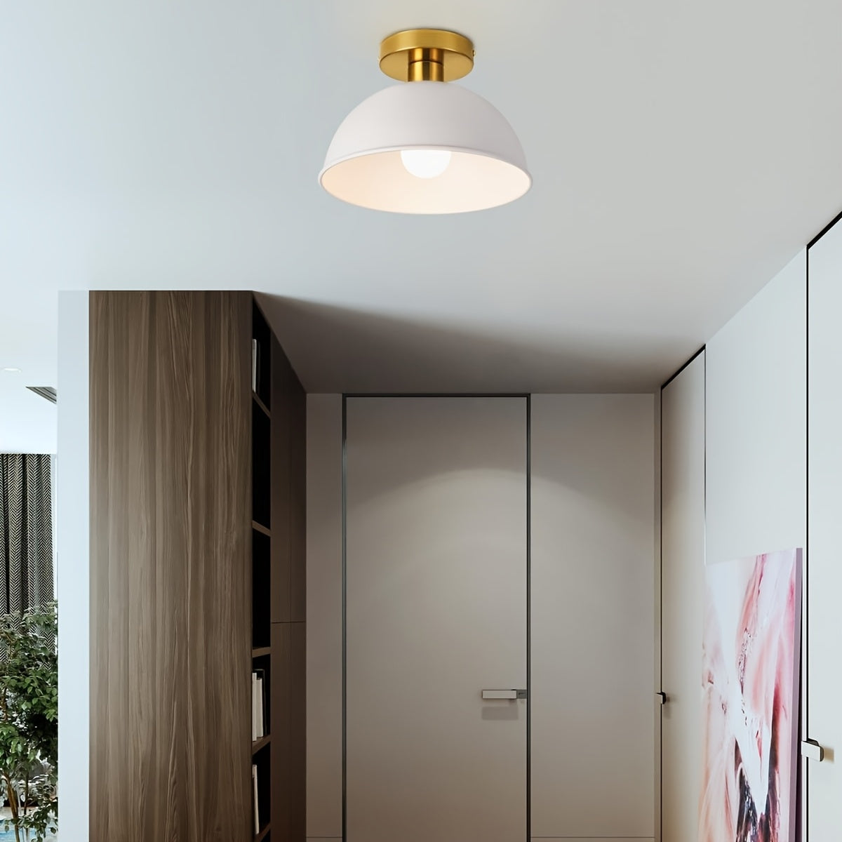 Contemporary Semi Flush Ceiling Light With Matte Metal Look
