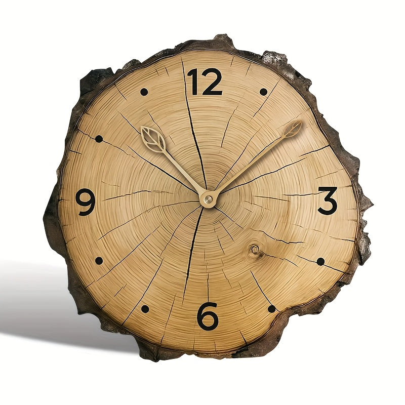 Houten klok met schijf en natuurlijke boomstamlook voor rustieke woondecoratie