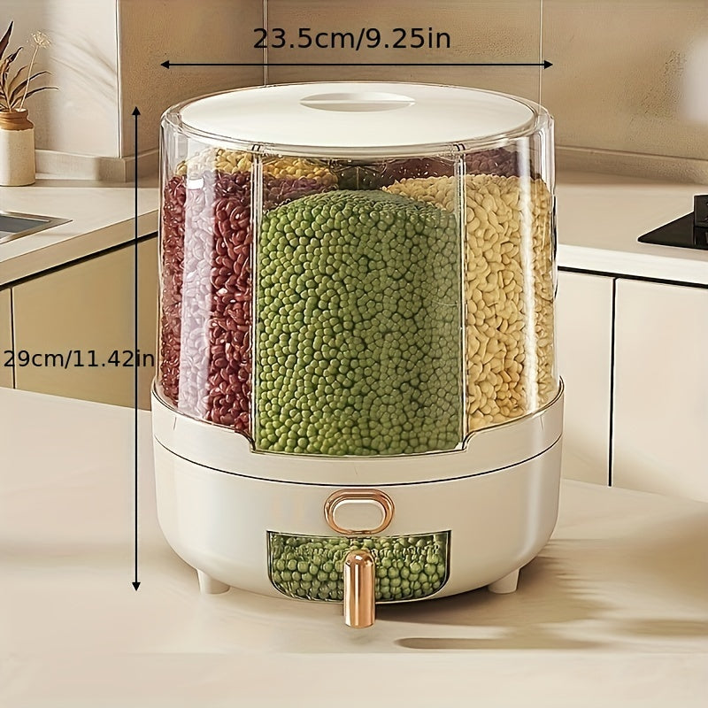 Dispenser per Dispensa Ermetico Girevole a 360 Gradi per Cereali e Granaglie