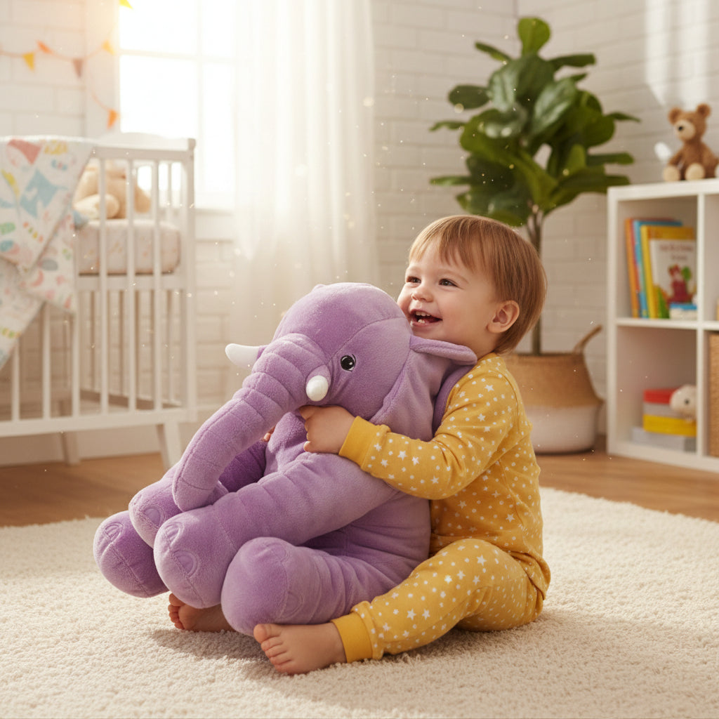 Cuddly Elephant Plush Pillow Toy For Baby Comfort Nap Time