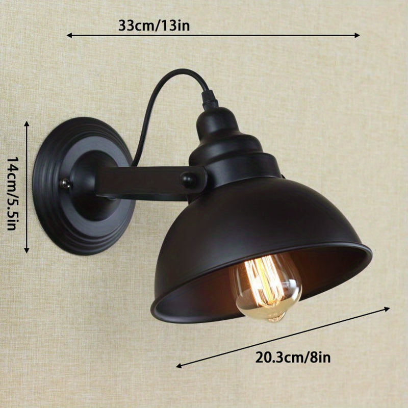 Lâmpada de Parede Retro Industrial com Braço Ajustável e Acabamento Preto Mate