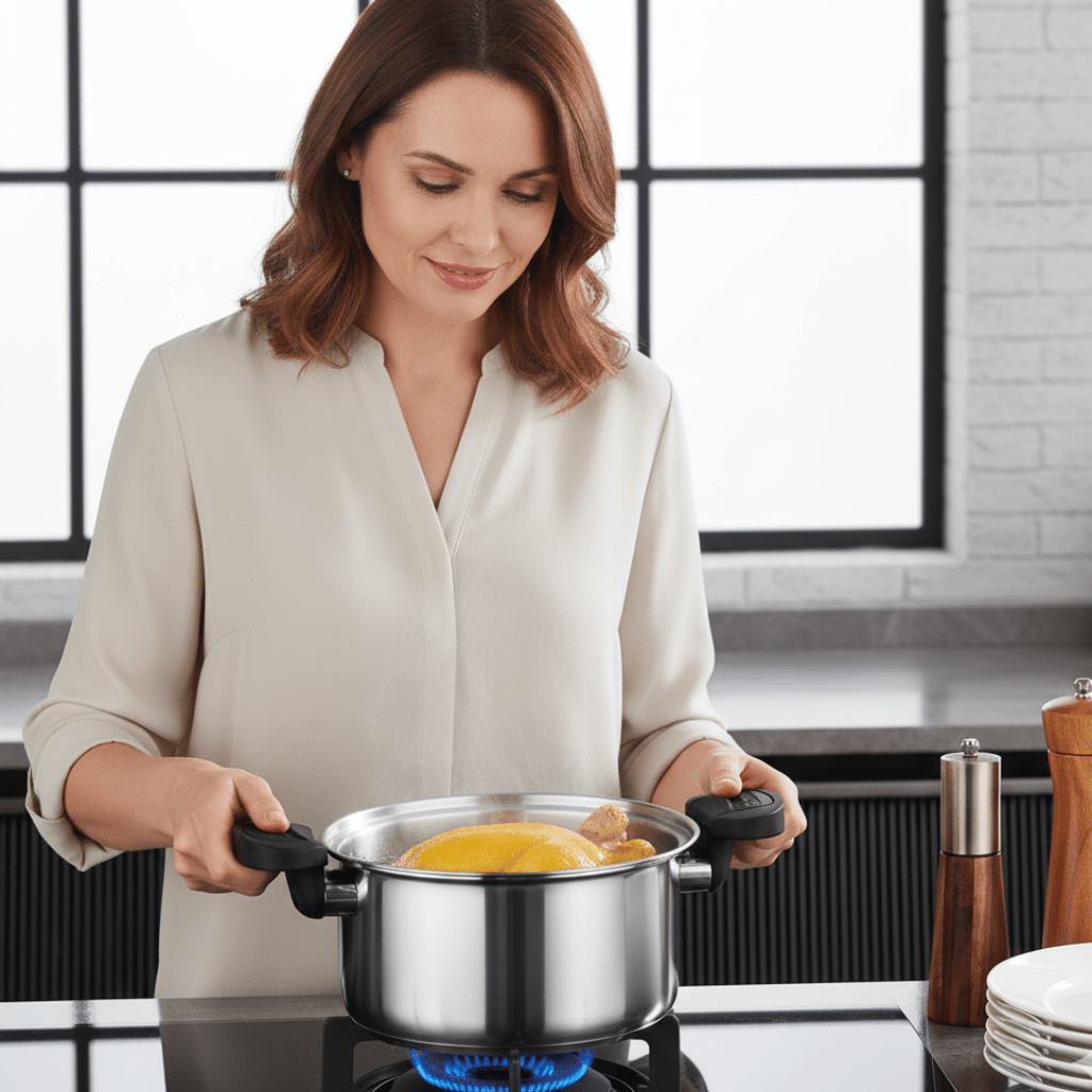 Autocuiseur sous pression compact en acier inoxydable StellarCook pour repas rapides partout