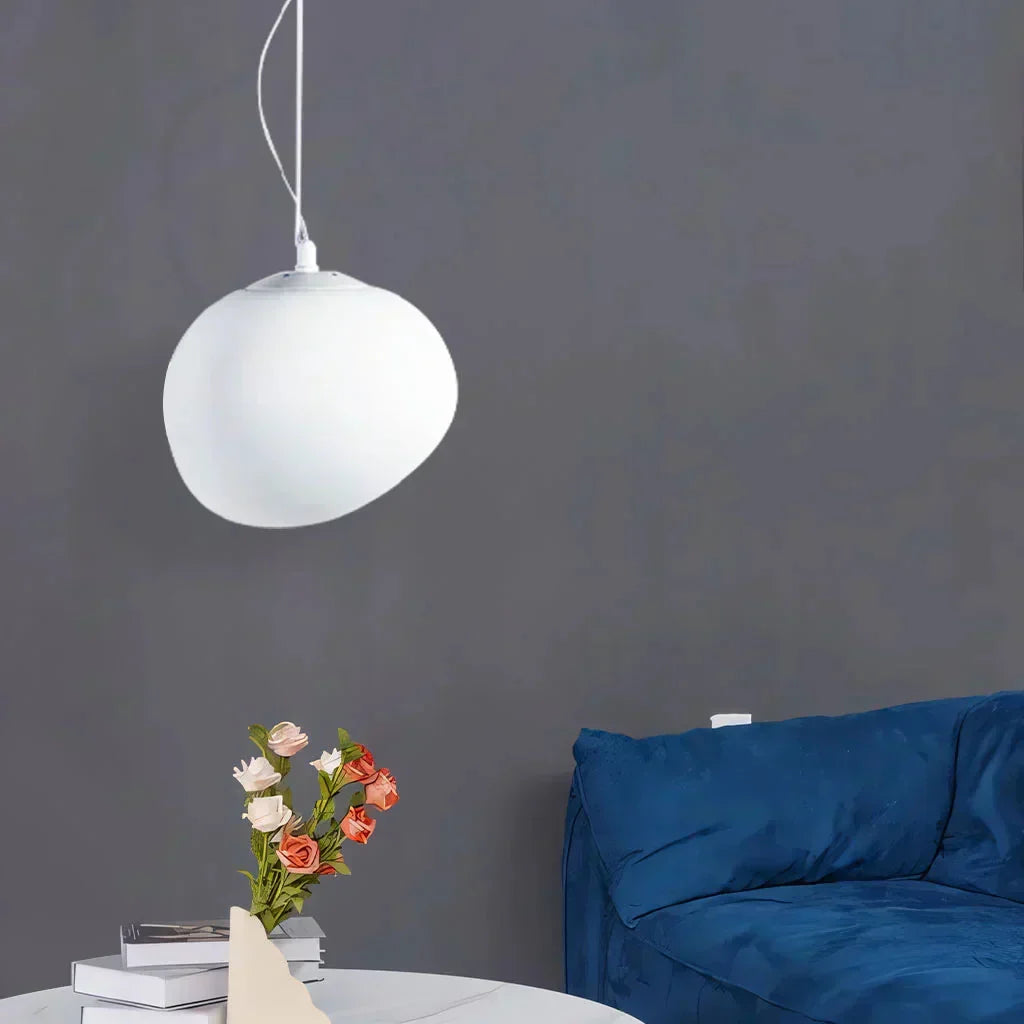 Scandinavian Milk Glass Ceiling Lamp With Organic Design For Living Room And Bedroom