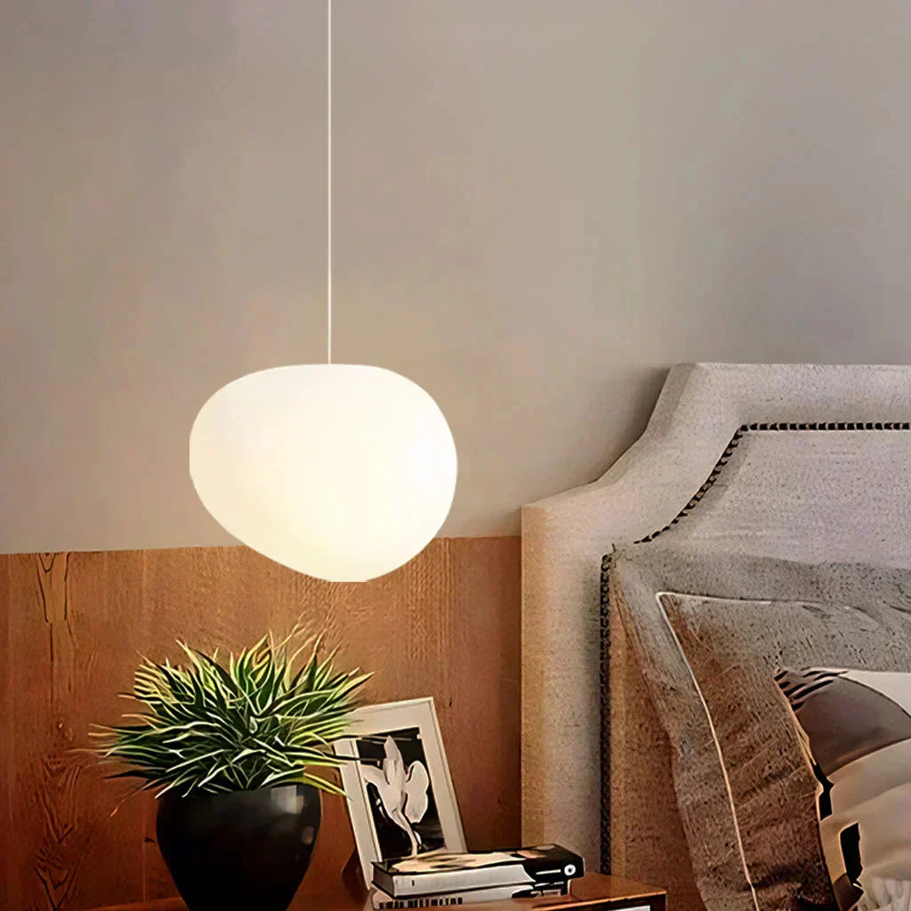 Scandinavian Milk Glass Ceiling Lamp With Organic Design For Living Room And Bedroom