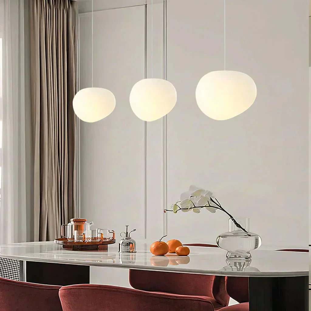Scandinavian Milk Glass Ceiling Lamp With Organic Design For Living Room And Bedroom