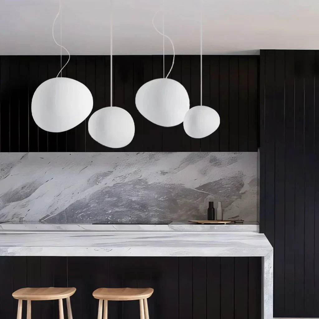 Scandinavian Milk Glass Ceiling Lamp With Organic Design For Living Room And Bedroom