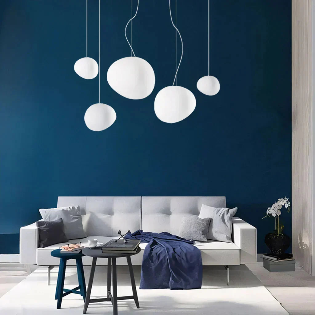 Scandinavian Milk Glass Ceiling Lamp With Organic Design For Living Room And Bedroom