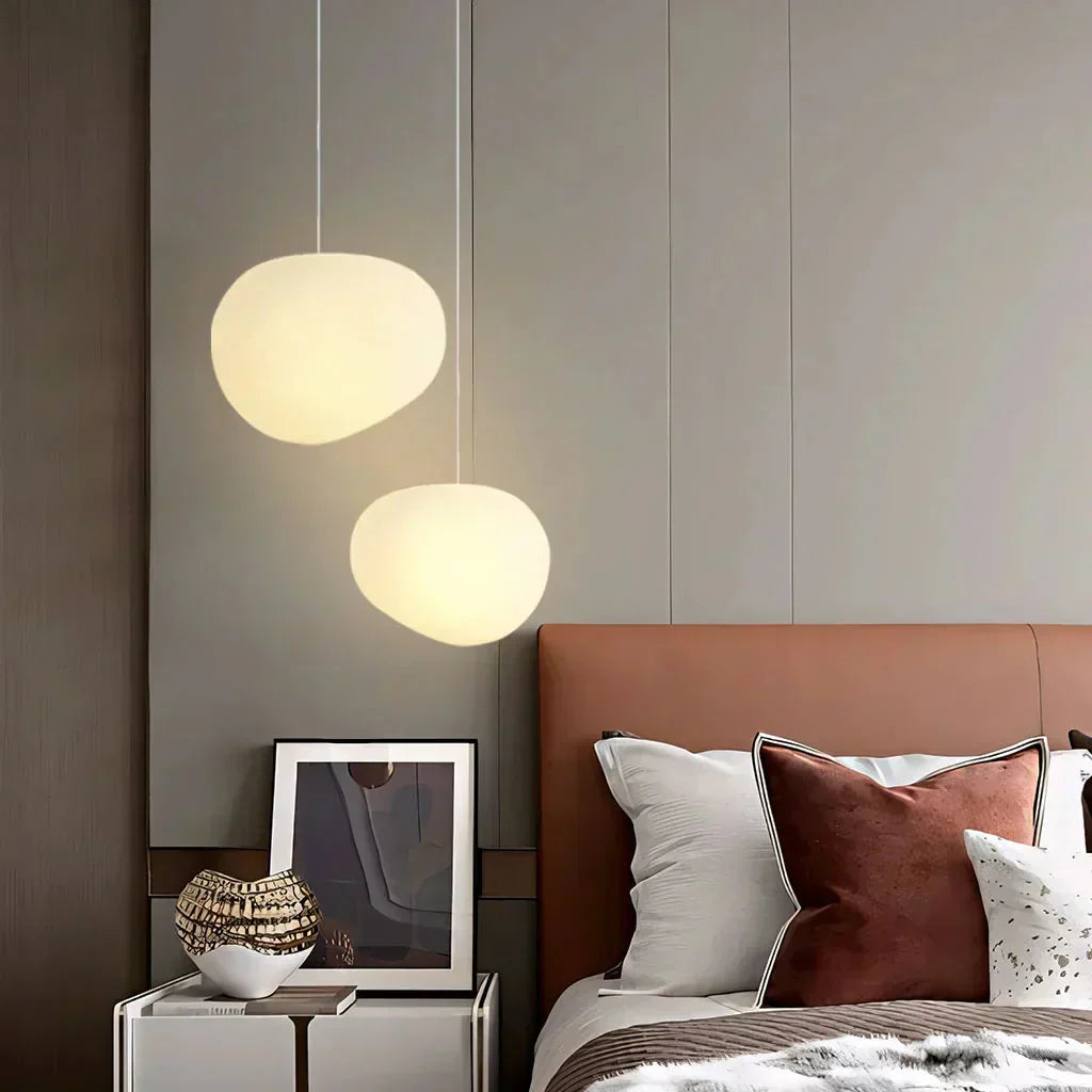 Scandinavian Milk Glass Ceiling Lamp With Organic Design For Living Room And Bedroom