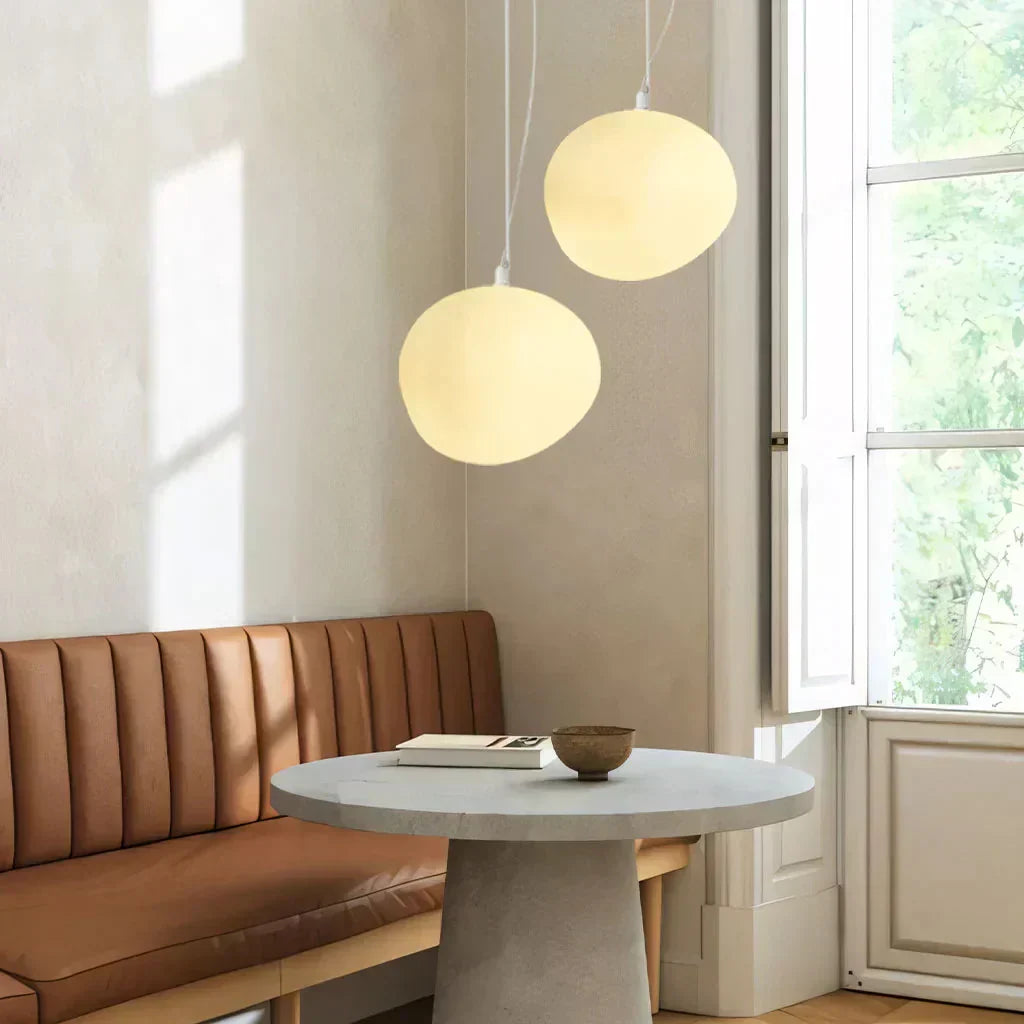 Scandinavian Milk Glass Ceiling Lamp With Organic Design For Living Room And Bedroom