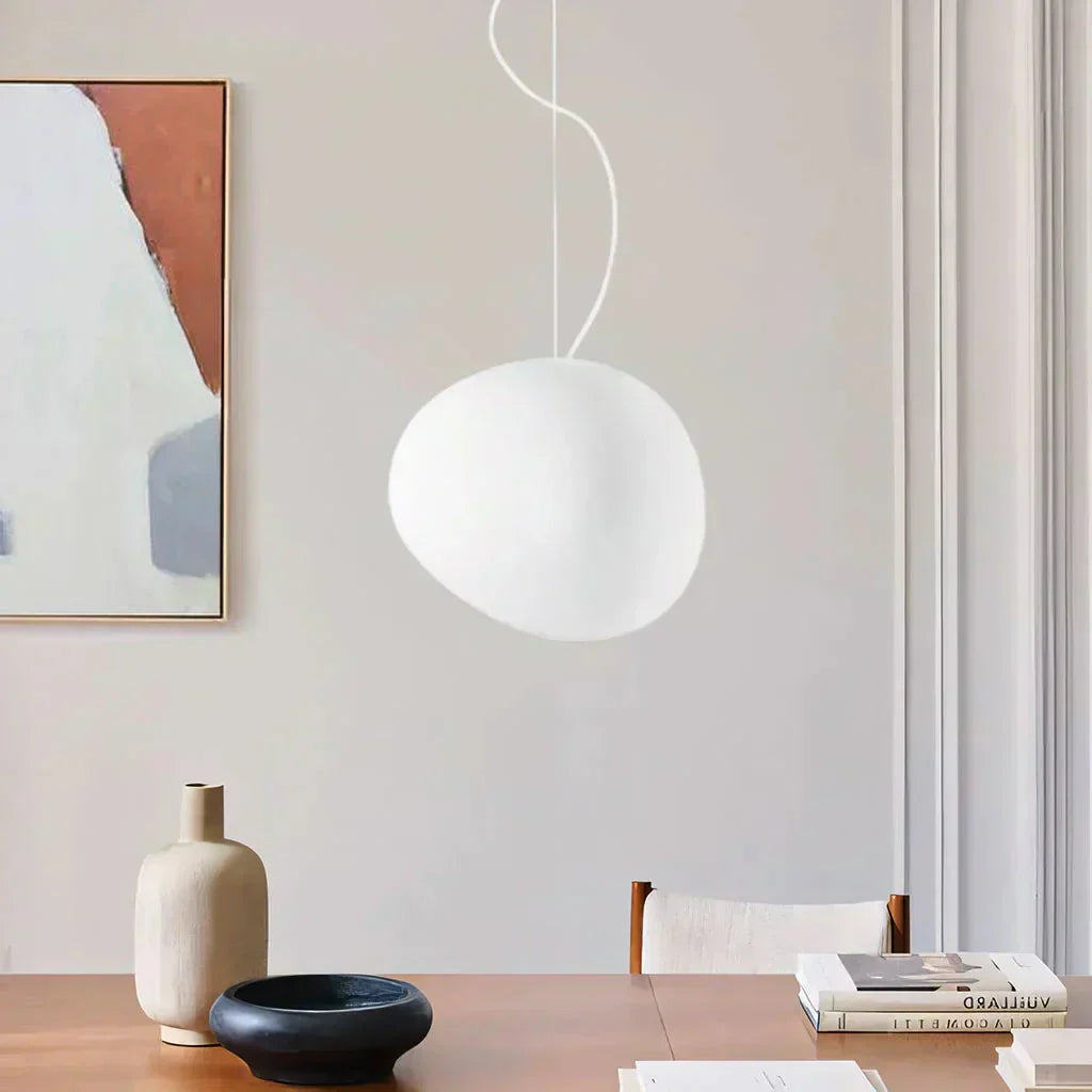 Scandinavian Milk Glass Ceiling Lamp With Organic Design For Living Room And Bedroom