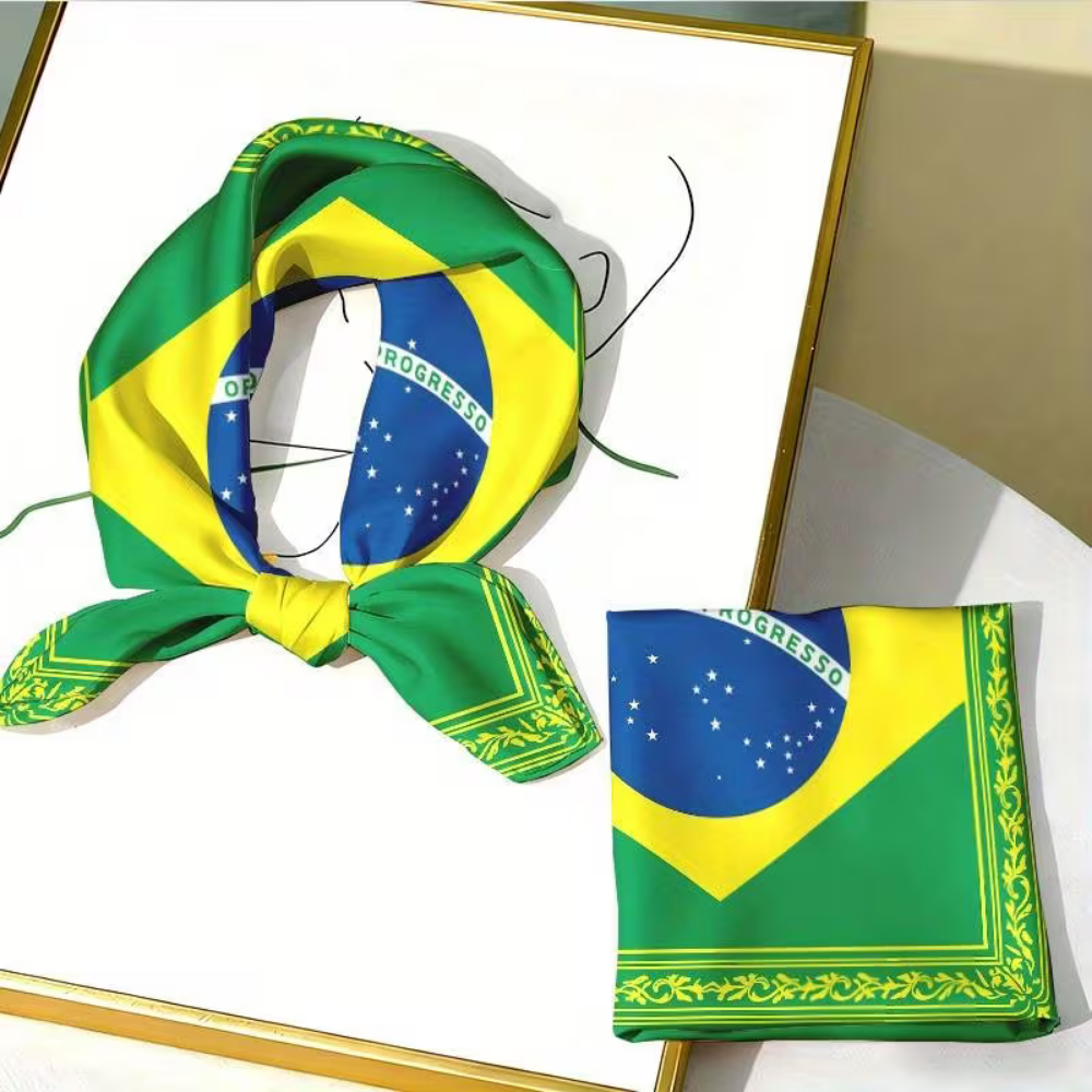 ブラジル旗ワールドカップバンダナ ヘッドスカーフ スクエア ファッションアクセサリー