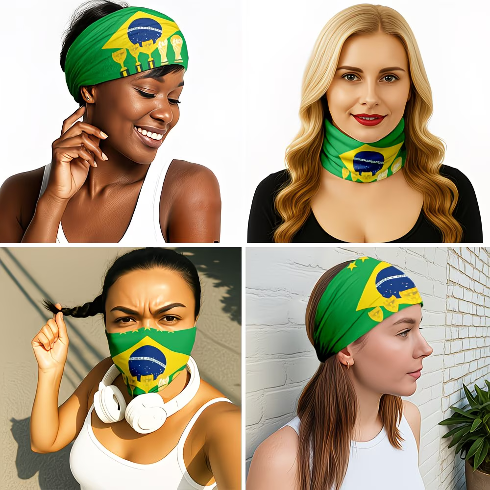 Brazília zászlós sportfejfedő világbajnokságra, nyakmelegítőként vagy arcmaszkként használható.
