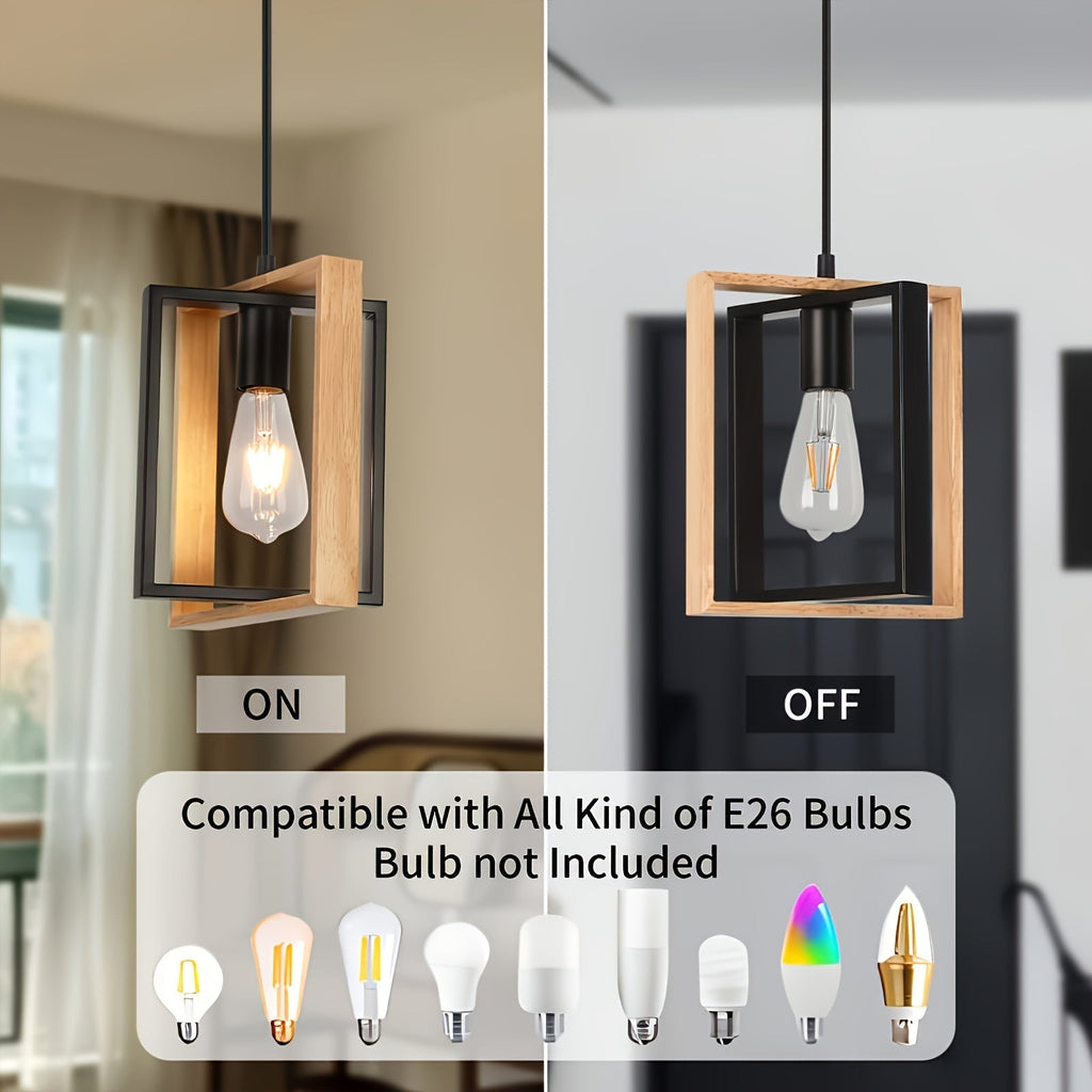 Geometric Industrial Pendant Light With Metal Frame For Modern Living Spaces