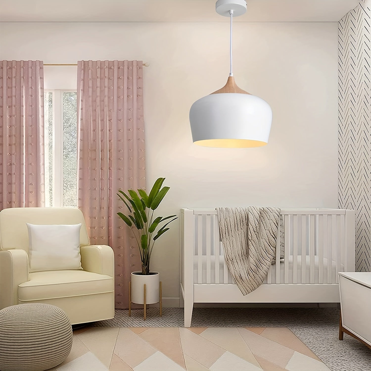 Moderne skandinavisk taklampe med jern- og trestrukturdesign